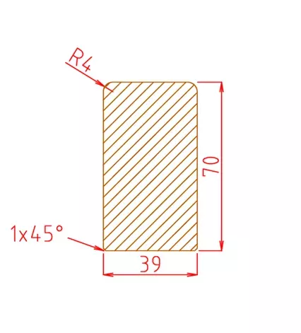 Handlauf 70x39 mm